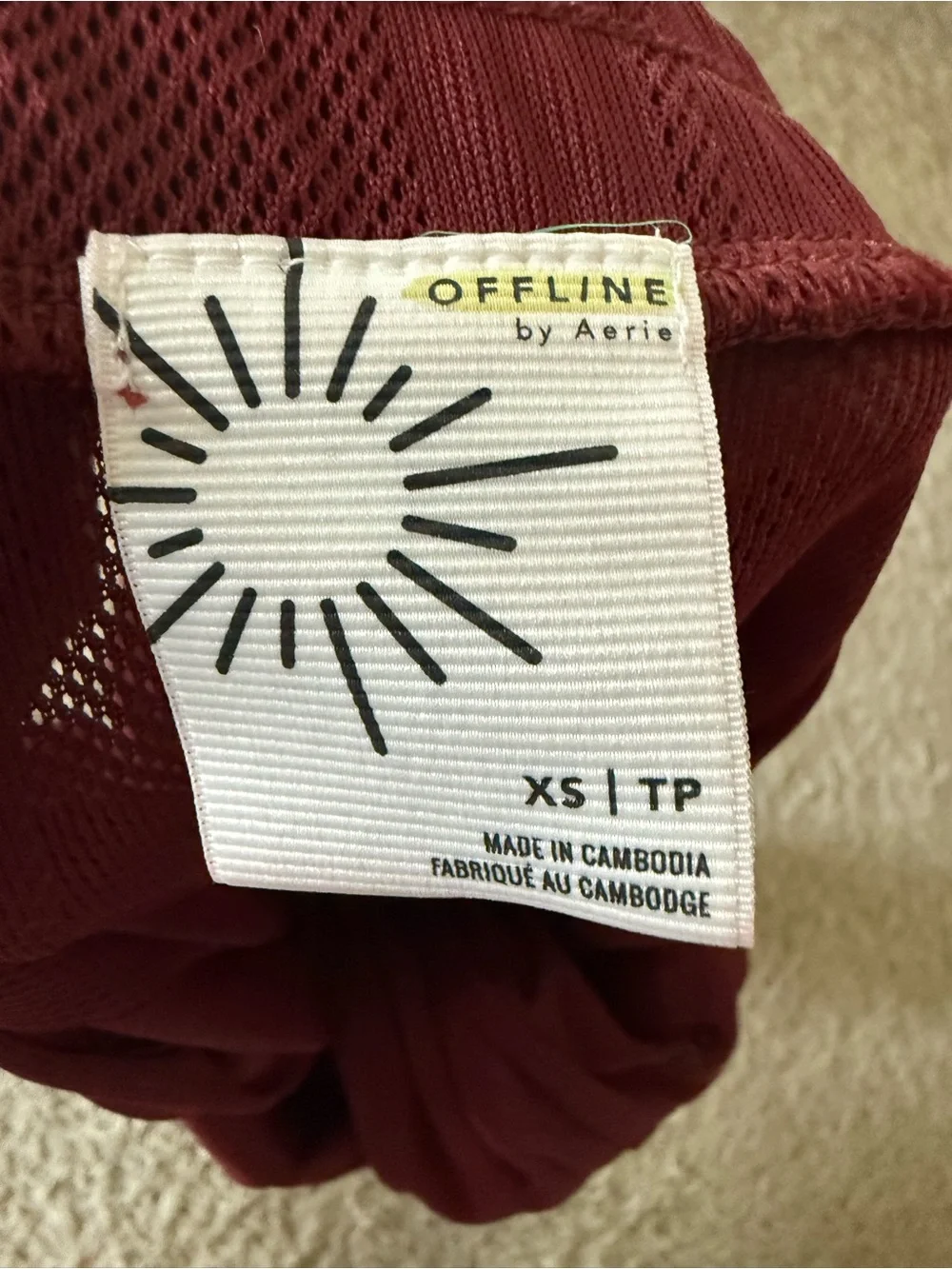 aerie Maroon Wide-Leg Mesh Pants